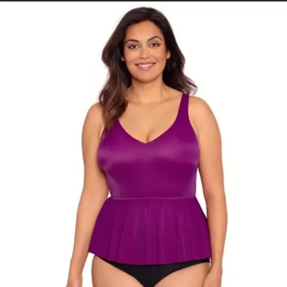 Bal Harbour Peplum Tankini Top Berry Purple Swim Women’s Large